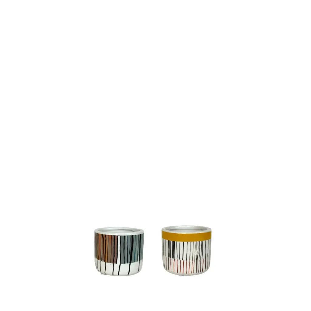 Soline Pot Round 2 Assorted Blue Yellow White - 3 x 2.5"