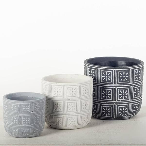 Black Cement Flower Pot