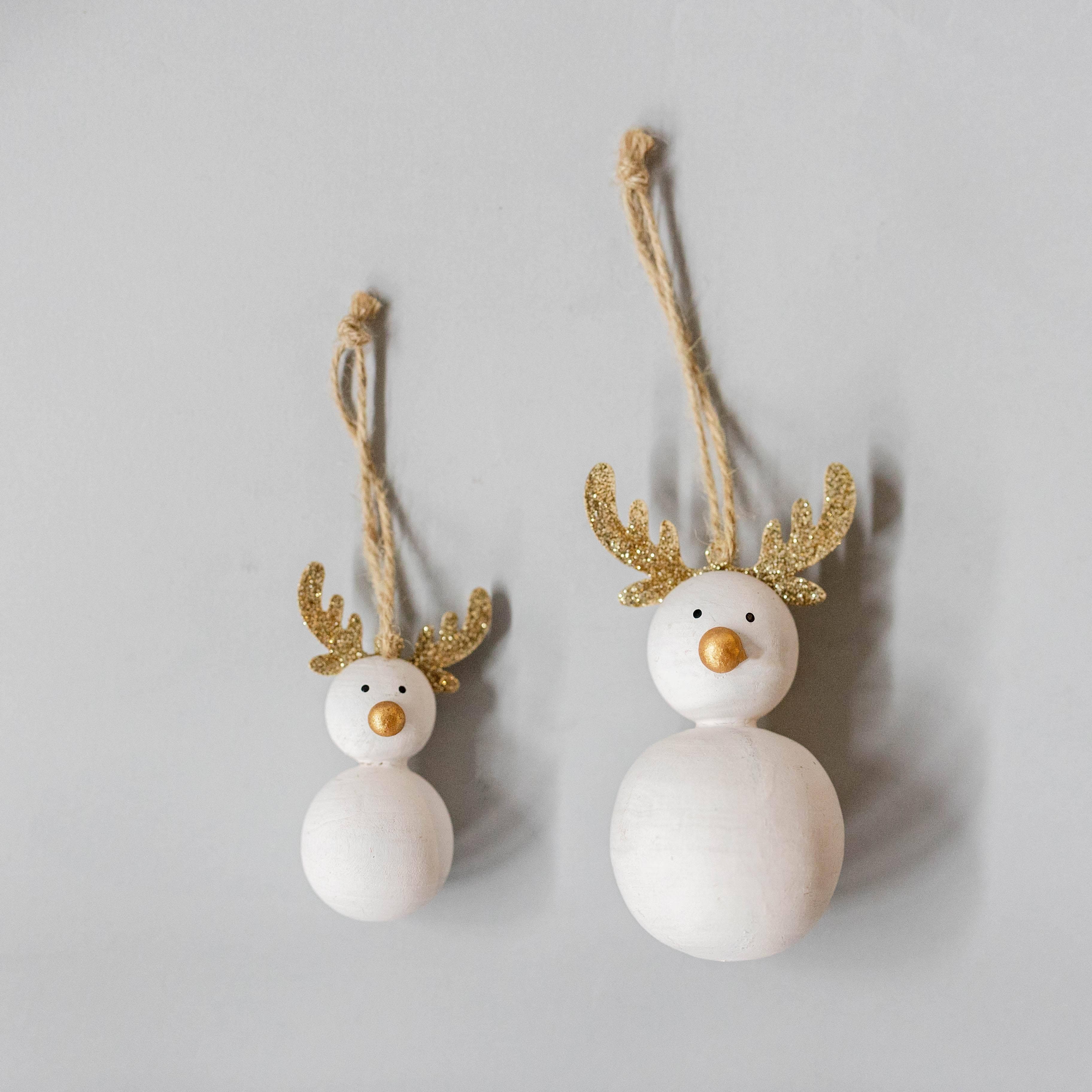 Snowman With Antlers Ornaments