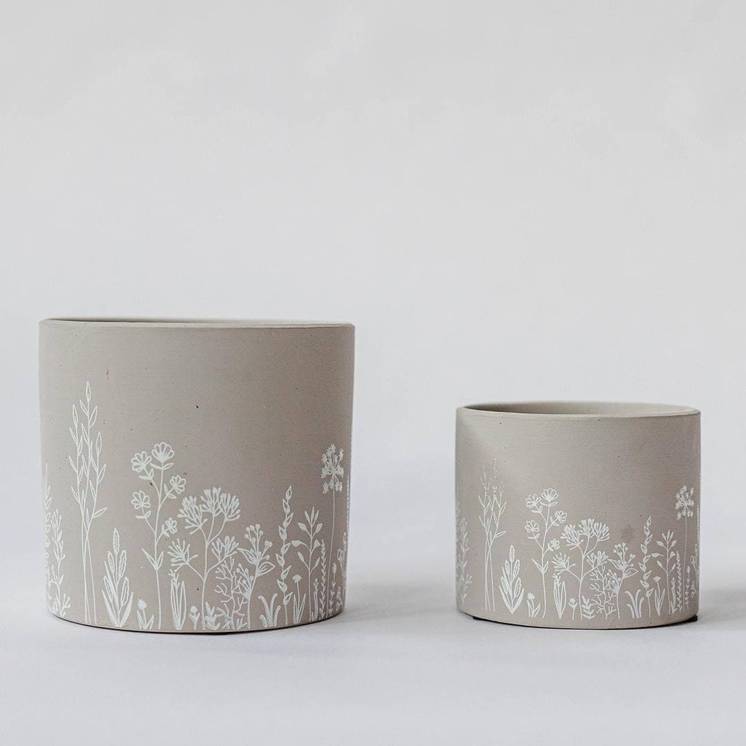 Cement Flower Pot, Grey