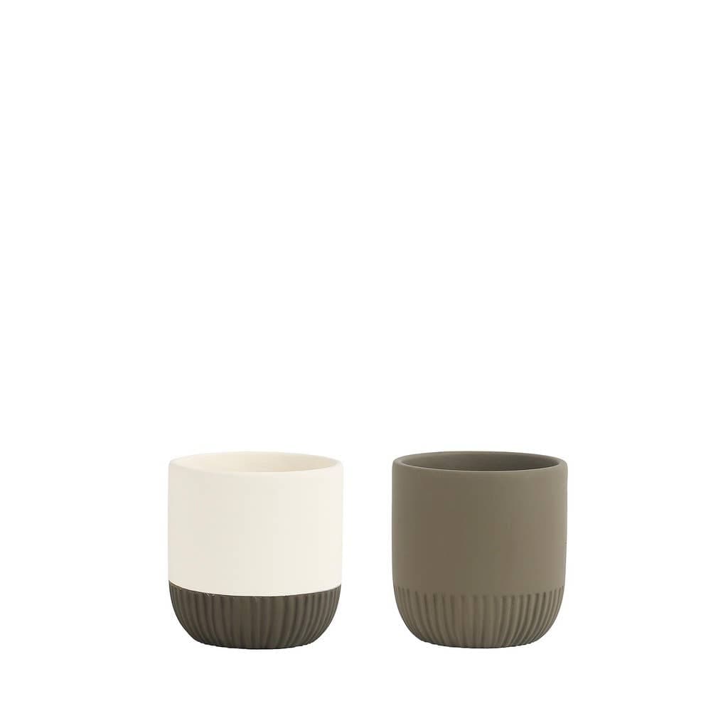 Virgil Pot Round 2 Assorted Green Cream - 4.5 x 4.5"