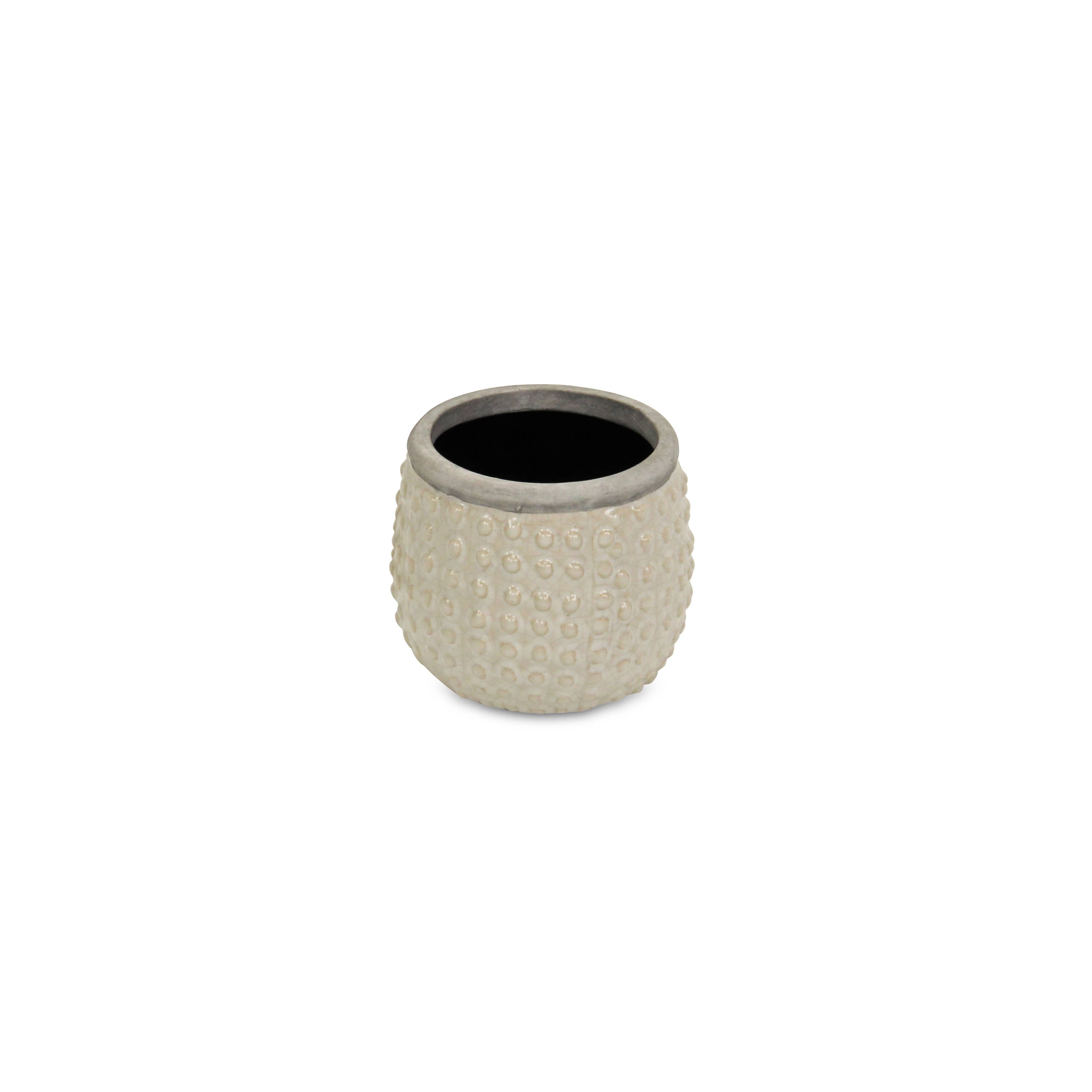 3" Osanna Curved Beige Ceramic Pot