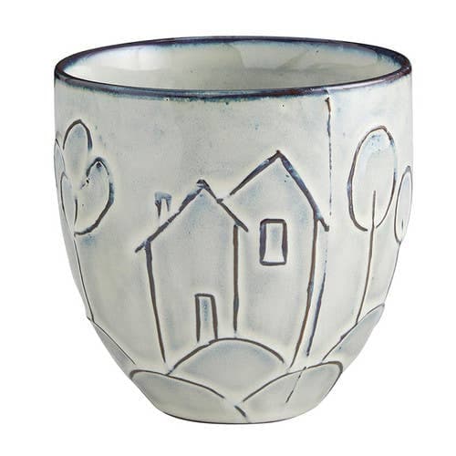Abstract Carved House Pot - Medium