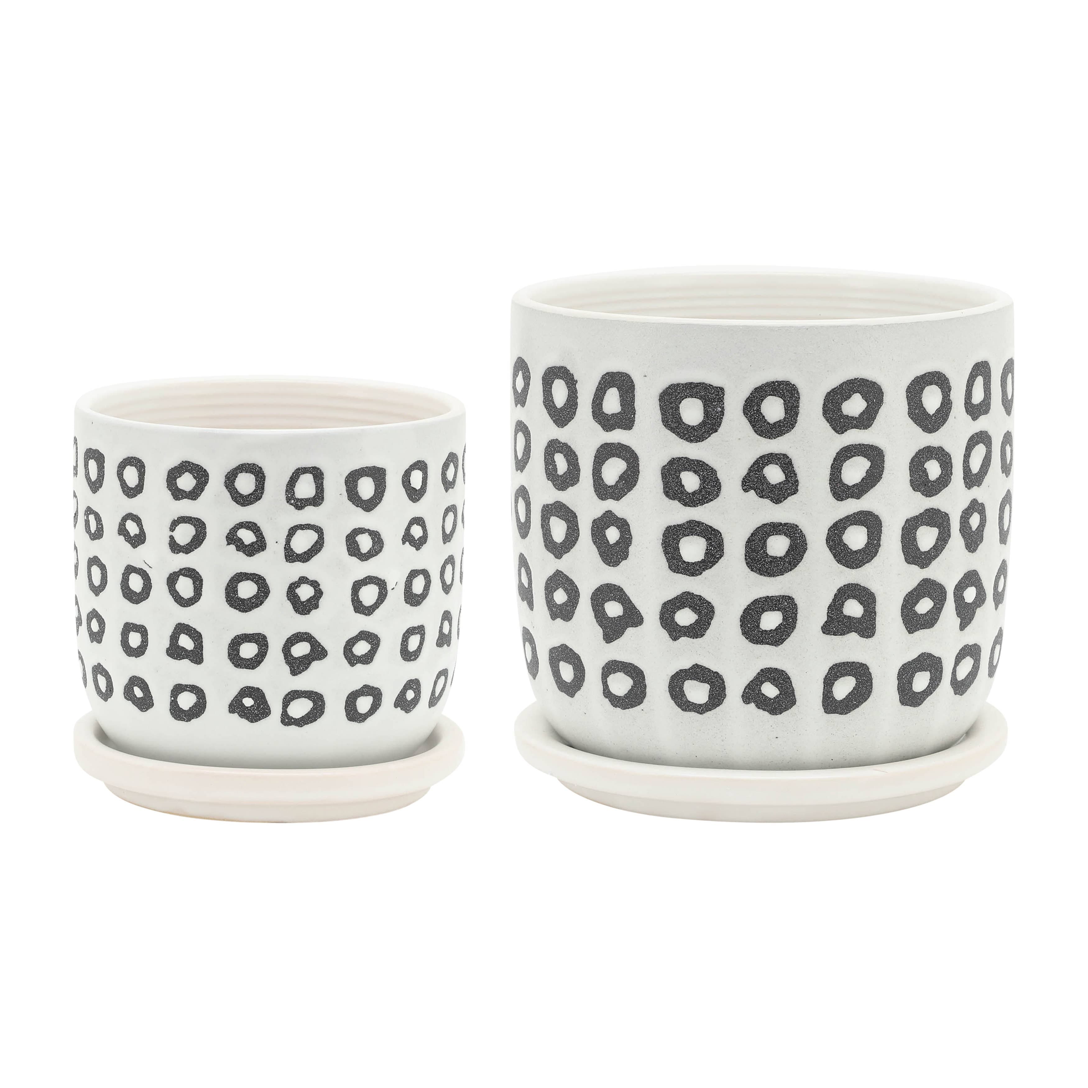 Round Aztec Planter Pot with Saucer 5"