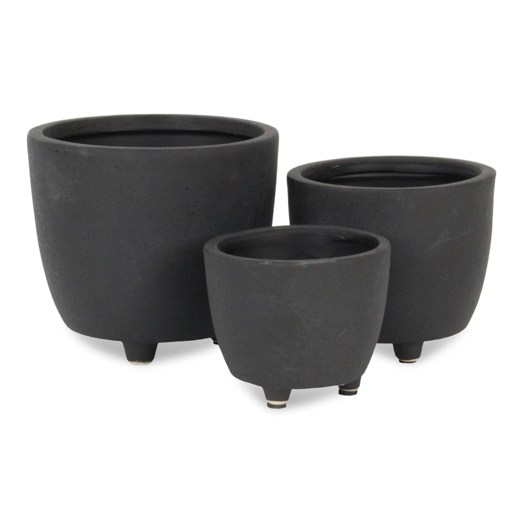 Small Parlo Raised Textured Round Ceramic Pot - Dark Gray