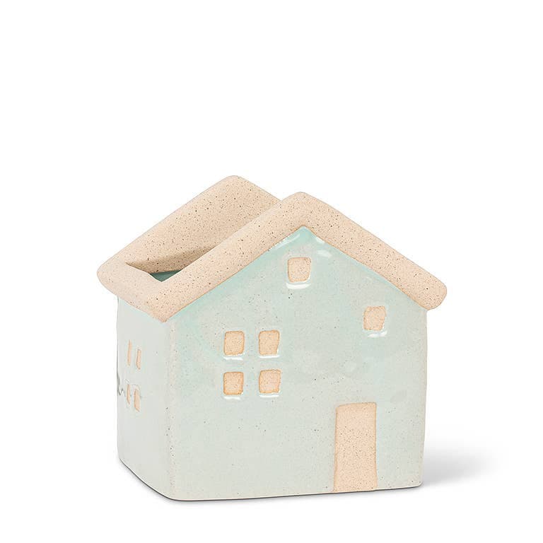 Sm House Planter-Aqua-4"L
