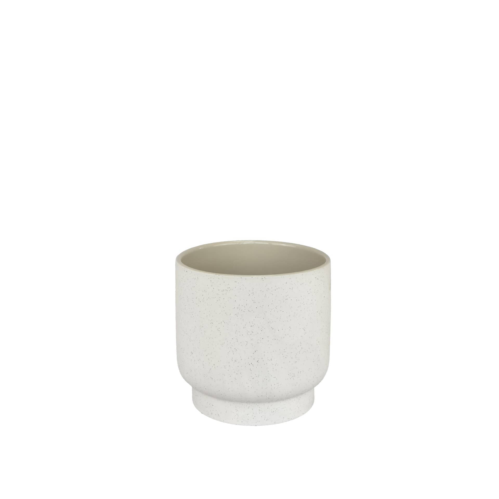 Palma Pot Round Speckled White - 7 x 6.25"