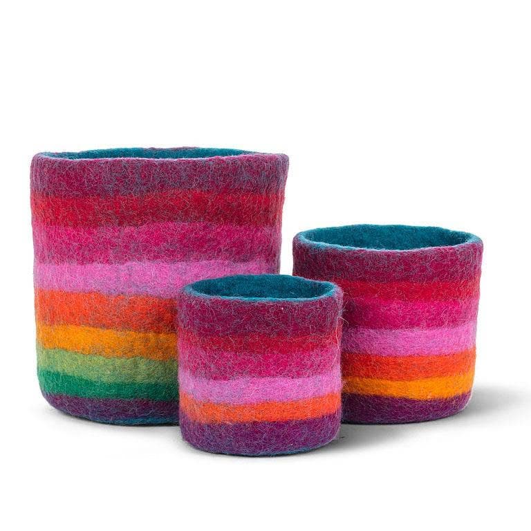 Rainbow Stripe Storage Pots-4"