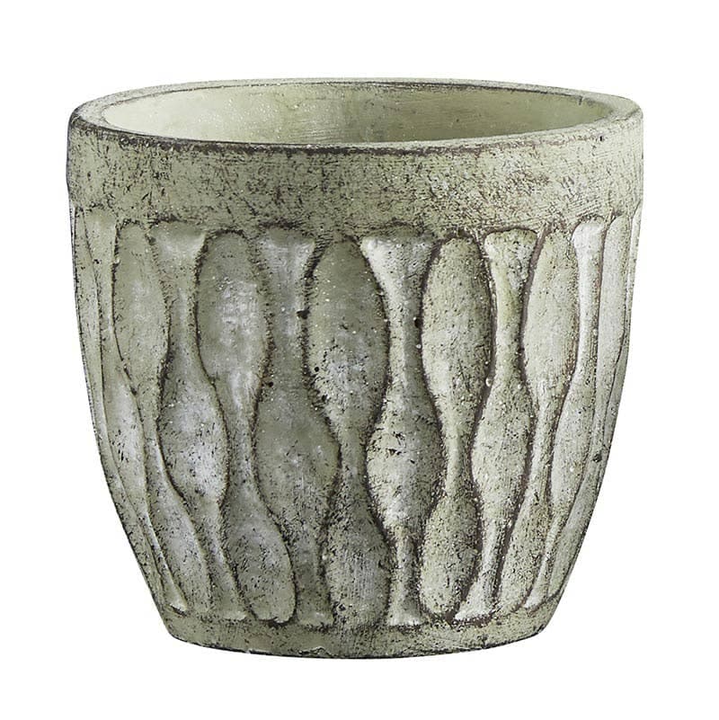 Cement Leaf Round Pot