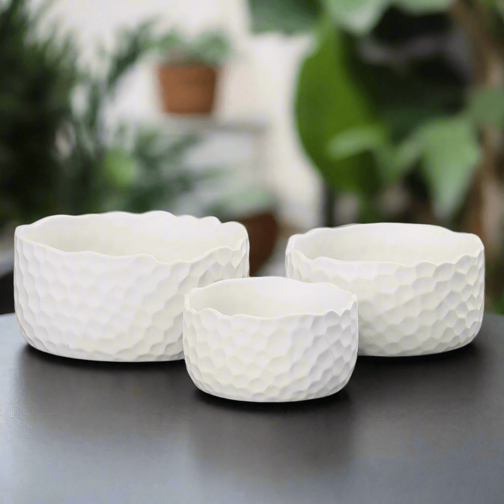 Kyros Hammered Ceramic Planter 8"