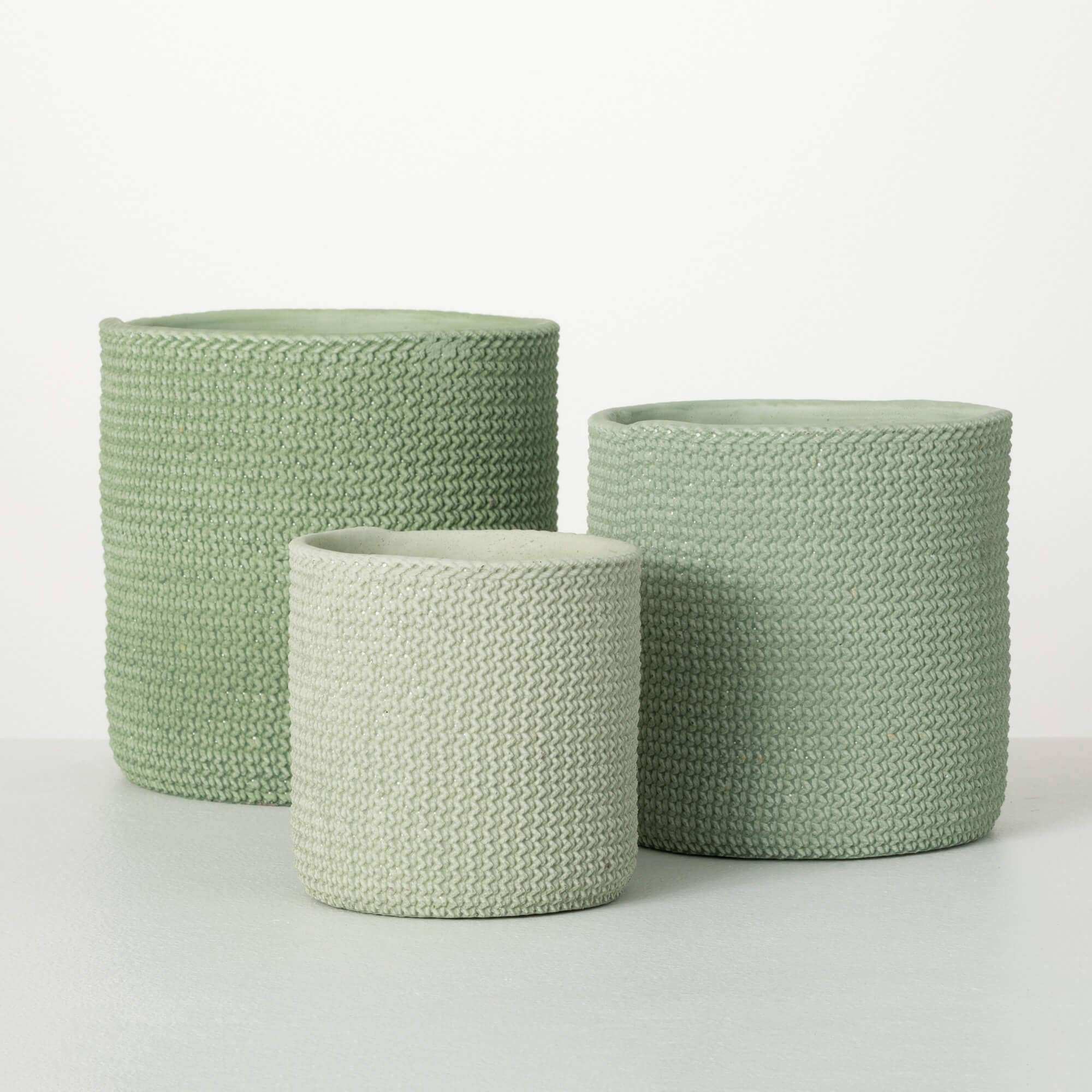 WOVEN-TEXTURED CEMENT POTS 6"
