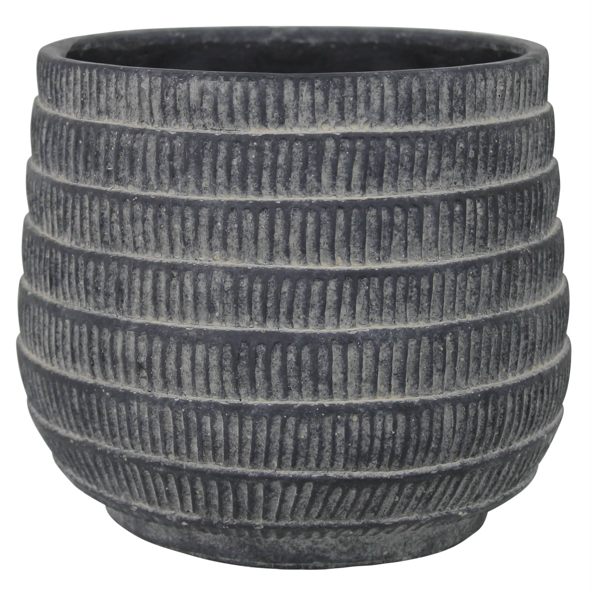Cyrus Cachepot, Cement, Black 5"