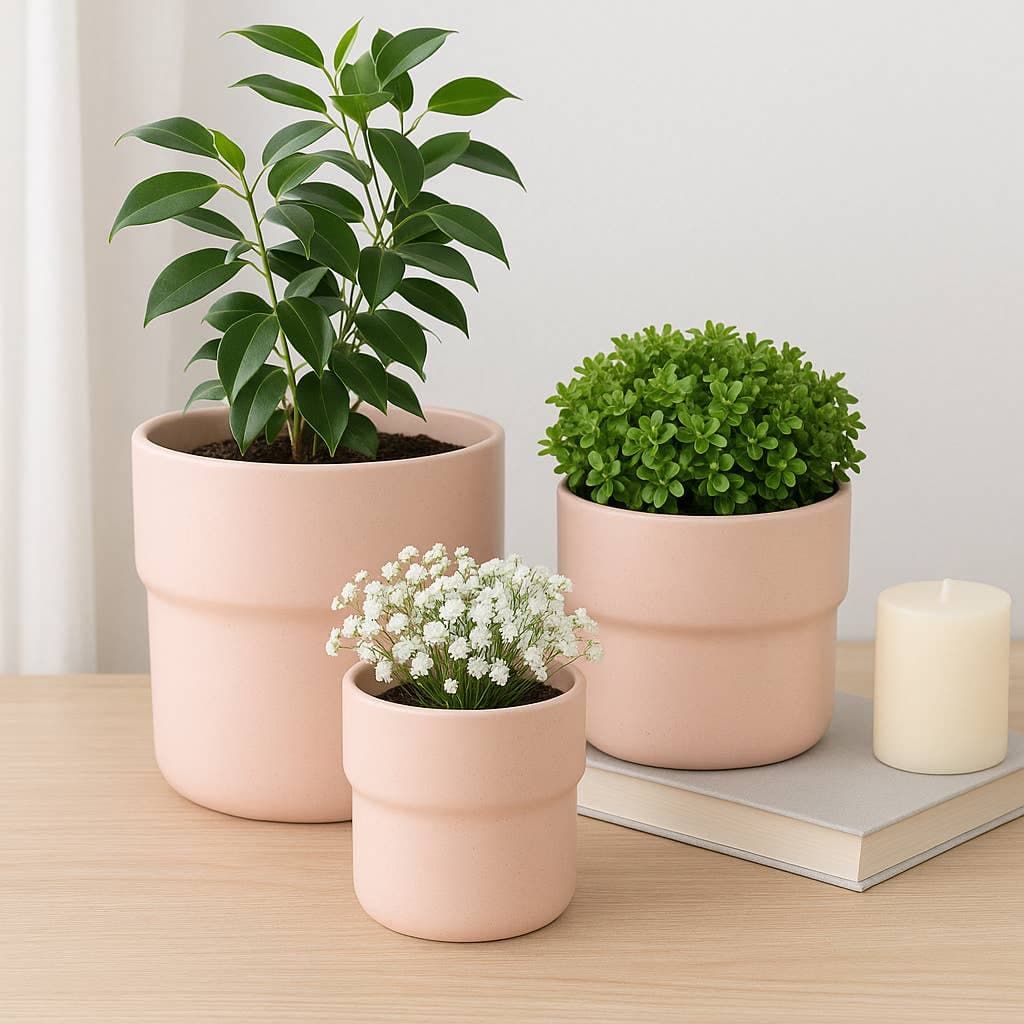 Pink Ceramic Round Mushroom, 9"