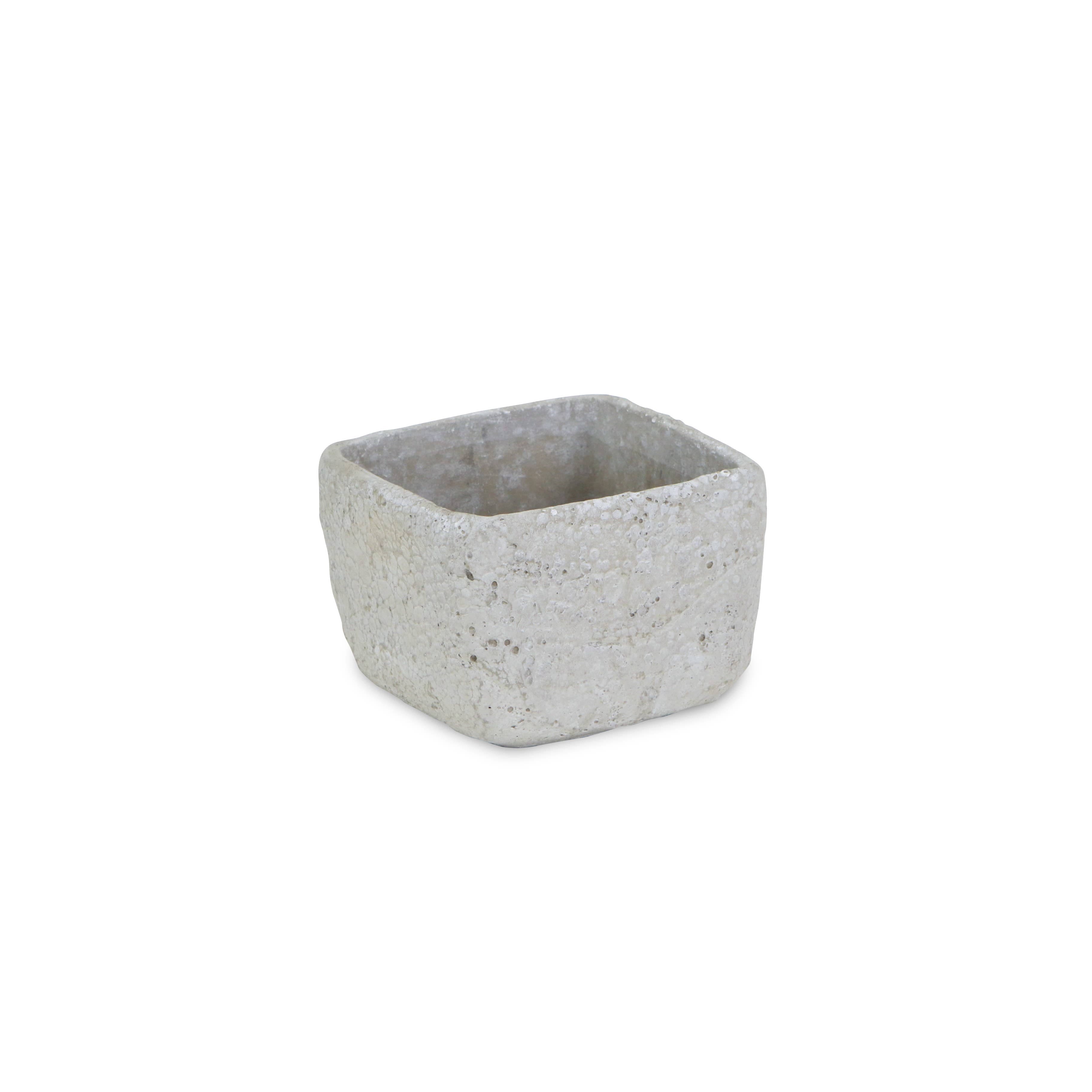 5" Reed Square Textured Cement Pot
