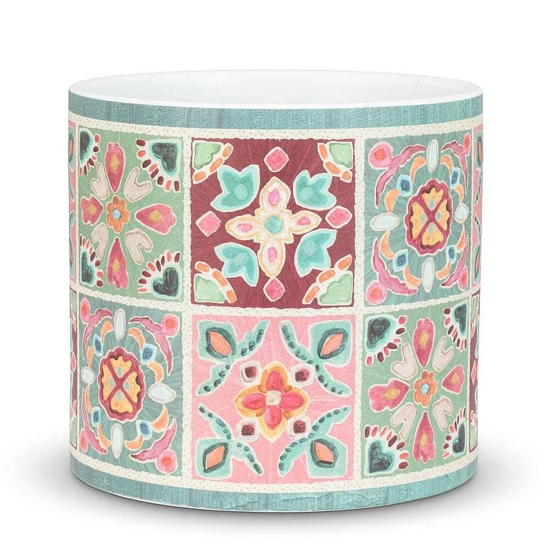 Lg Muted Tile Grid Planter-6"H