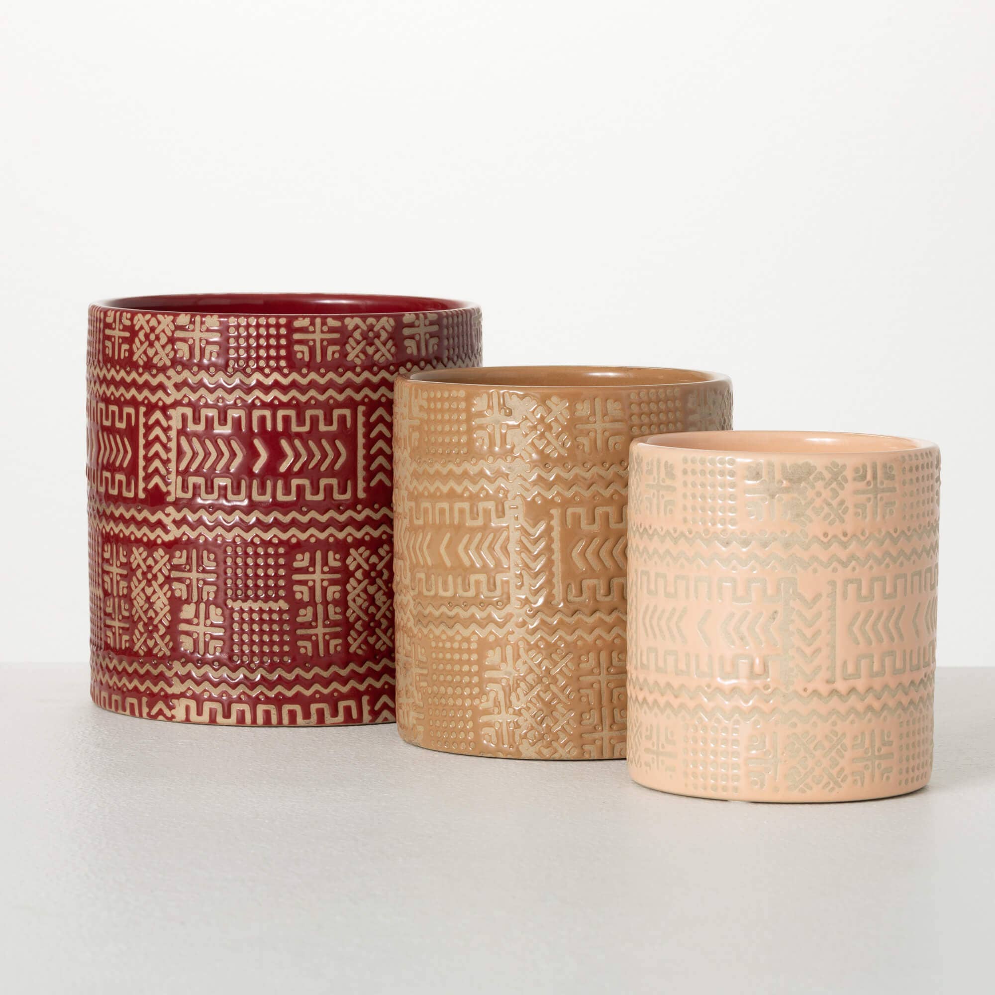 Aztec Tribal Pattern Pot 4"