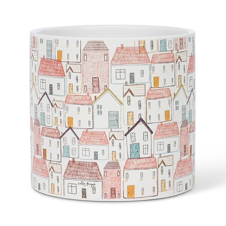 Lg Pastel Village Planter-6.5"D-2218